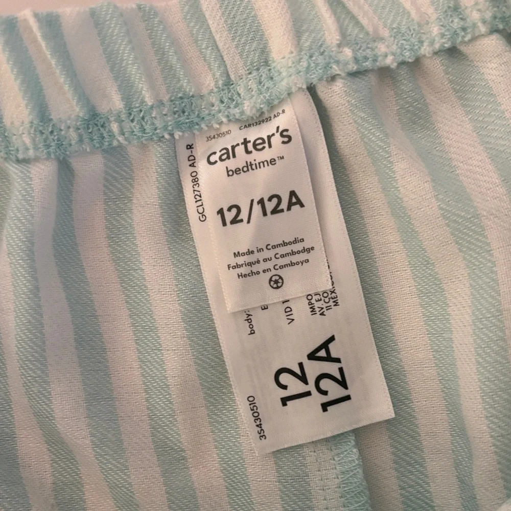 Carter's Aqua and White Striped Pajama Set - Picture 4 of 5